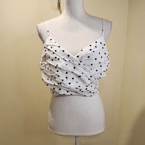 Rush ivory and black Polka Dot Straped Crop Top Size L